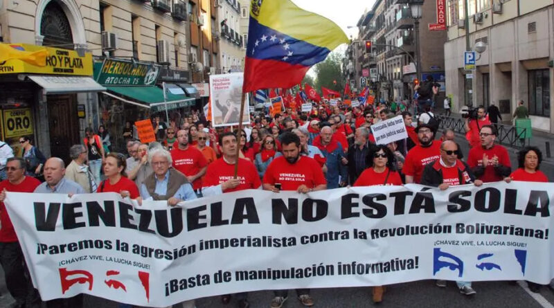 Colectivos políticos, sindicales y sociales de Aragón denuncian la «agresión imperialista» de EEUU contra Venezuela.