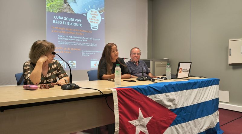 Especialista del Centro de Investigaciones de Energía Solar explicó en Zaragoza cómo Cuba sobrevive bajo el brutal bloqueo petrolero de EE. UU.